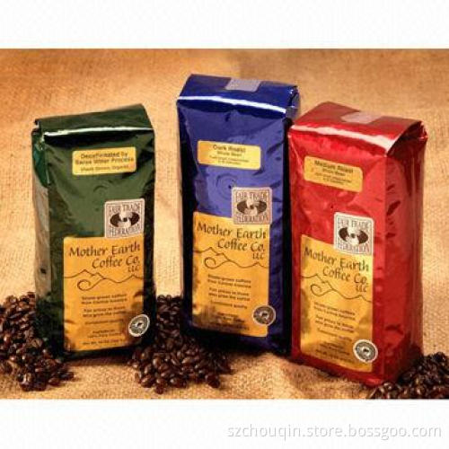 Cafe Bags with Aluminum Foil Material, Degassing Valve and Stand Up, Moisture and Light-proof